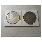 1879s & 1885o Morgan Silver Dollar Coins