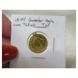1844 Gold Quarter Eagle Love Token Coin