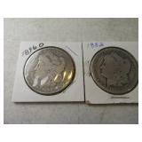 1882 & 1896o Morgan Silver Dollar Coins circulated