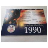 1990 American Eagle Silver Dollar Coin on sleeve