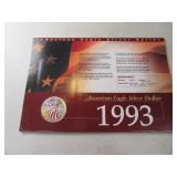 1993 American Eagle Silver Dollar Coin on sleeve