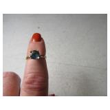 10kt Gold sz4.25 Ring w/ Blue Stone NICE 1.95g