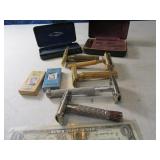 Lot (5) Antique UNIQUE Safety Razors + Extras Rare