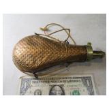 Early 8" Copper/Brass Powder Horn Container