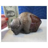 Signed NICK HALSEY LAKOTA Pottery Buffalo 6"