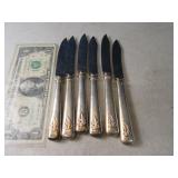 6pc Lot Sterling Handled 6.5" Dinner Knives