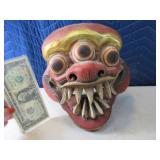 Funky Vintage 9" Wooden 3eyed Tooth Wall Mask
