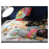 Lot (18) Vintage Hand Accordian Fans Oriental etc