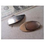 Lot (2) Sterling Silver Modernistic Pins Jewelry