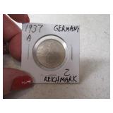 1937a Germany "2" Reichmark Coin
