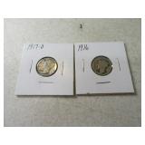 1916 & 1917d Mercury Silver Dimes