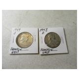 1948d&1949d Franklin Silver Half Dollars