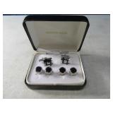 Nordstrom Black/Silver Cuff Link Button SET