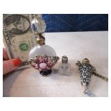 Lot (3) Modern Glass~Bling Perfume Bottles