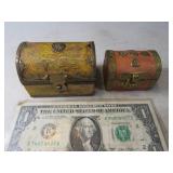 Lot (2) Mini Wooden Stash Box Trunks