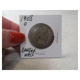 1908o Barber Silver Half Dollar