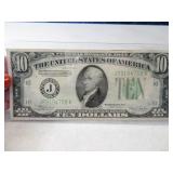 1934 $10 Federal Reserve Note Bill US Currency