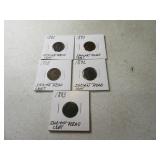 Lot (5) Indian Head Pennies Cents 1892 1893s 1908
