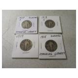 Lot (4) silver Standing Liberty Quarters 25 29 29s