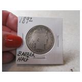 1892 silver Barber Half Dollar Coin
