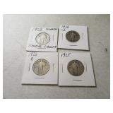 Lot (4) 1926/1928 silver Standing Liberty Quarters