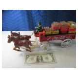 Cast Iron 16" COCA COLA Wagon & Horses REPO