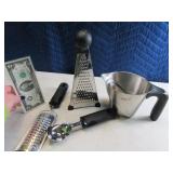 Lot (4) Stainless Kitchen ChesseGrtr~Cup~Scoop