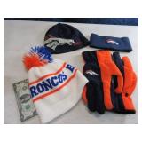 Lot (4) BRONCOS Winter Hats & Gloves