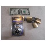 Lot (4) Locks Brass & Padlock