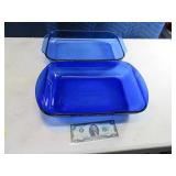 Lot (2) Cobalt Blue Glass 13"x9" Baking Glass