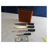 4pc SWISS PRO Knife SET w/ Bodum Orange Block