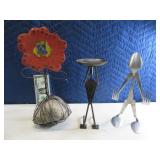 Lot (3) Metal Art Decor Fork/Spoon ~ Rock ~ Candle
