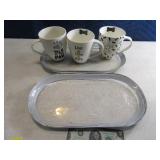 lot (3) Doggie Coffee Mugs & a Pair Glass ServeTry