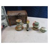 Lot (4) Mini StashType Boxes + Wicker 5" box