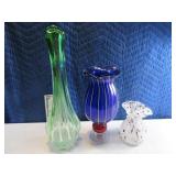Lot (3) Modern Art Glass Vases Decor Funky