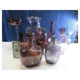 Lot (11pcs) Purple Glass Vases~Glasses