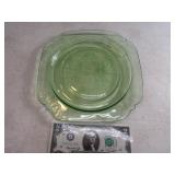 9" Green DepressionType Parrot Etched Plate
