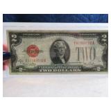 1928 RedSeal $2 Bank Note Currency Bill