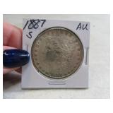 1887s Morgan Silver Dollar Coin sleeved