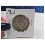 1906 Barber Head Silver Half Dollar Coin