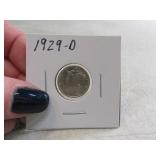 1929d AU Mercury silver Dime Coin sleeved