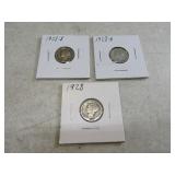 1928/1928d/1928s (3) Mercury Silver Dimes Coins