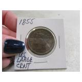 1855 US Large CENT Coin sleeved nice