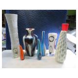 Lot (8) large Pottery~Art Glass Vases Modern Decor