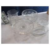 Lot Glass Crystal Bowls~Pitcher Cut?