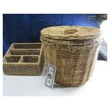 Lot (2) WickerLook Basket & Organizer Nice