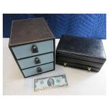 Lot (2) LeatherLook 8" Jewelry~Storage Boxes