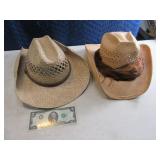 Lot (2) Vintage Straw S/M Sun Hats