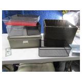 Lot asst Box & Metal Organizers Storage