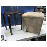 Lot (2) Microfiber 17" Footstool & Wood Act Table